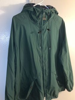 Green Hooded Zip-Up Windbreaker Jacket
