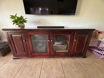 Dark Cherry Wood TV Stand Media Console