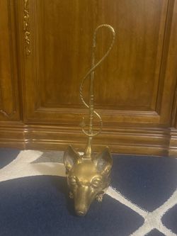 Antique Victorian Brass & Cast Iron "Fox and Whip" Doorstop / Hall Porter (c. 1870) | Excellent Condition