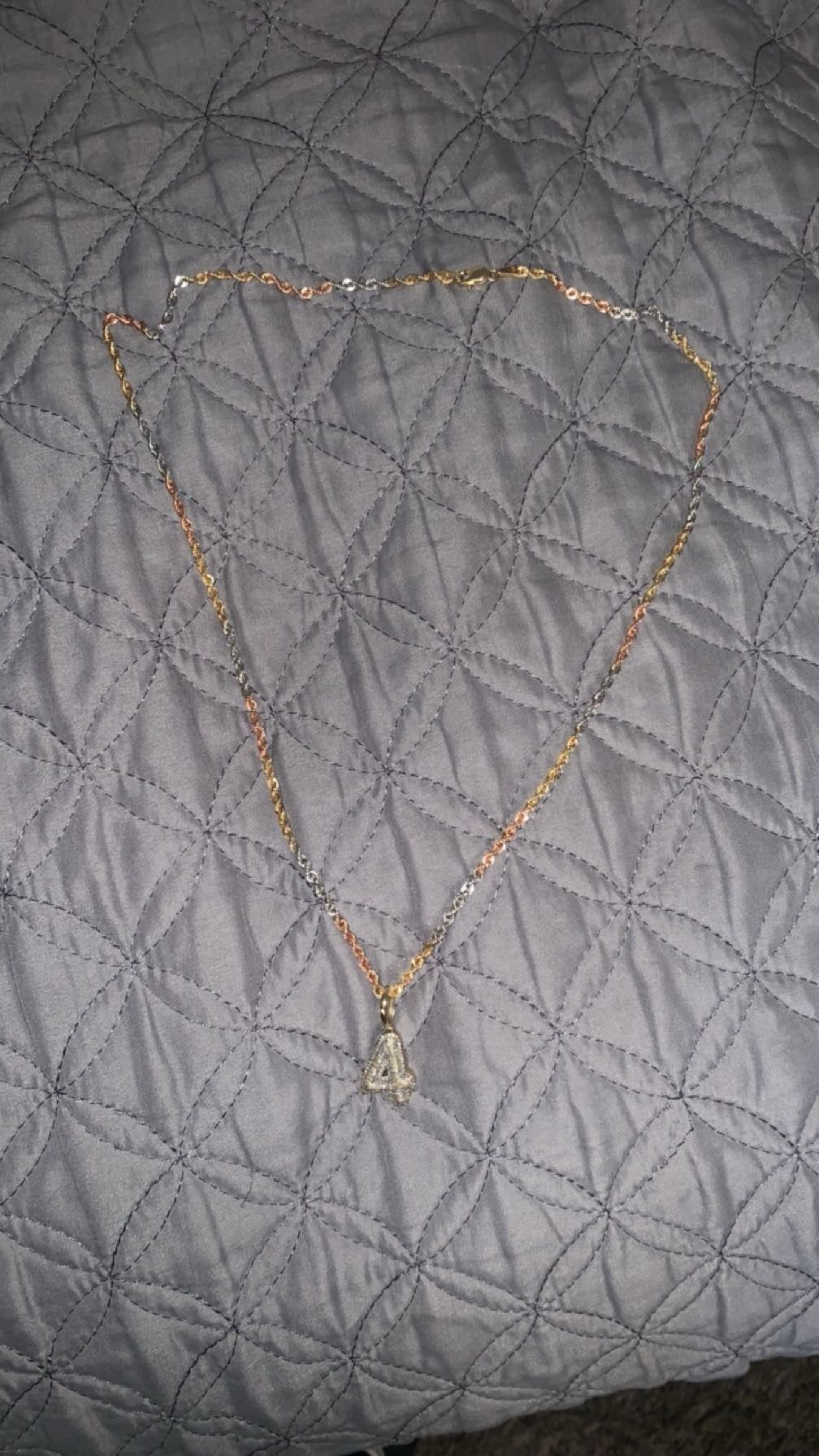 10k Tri Color Chain With Si Diamond Pendent