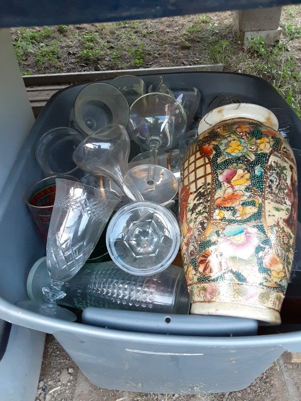 Used Crystal And Vases 3 Containers Read Discription 