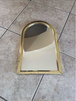Vintage Brass finish Red Felt Arched Mirror