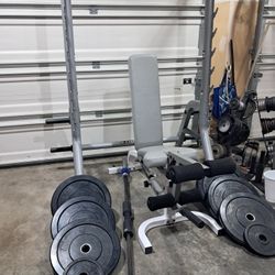 Home Gym $500 / Hoist Squat Rack, Olympic Weights, Barbell, Weight Bench 