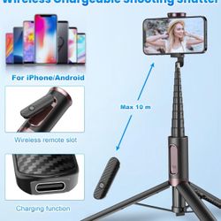 Tripod Selfie Stick with Wireless Remote Control Extendable Size 67" New Condition in Box