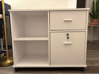 White Filing Cabinet with Wheels