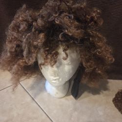 Shake N Go Curly Wig Short Red Brown