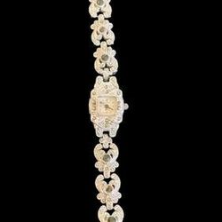 Vintage PIERRE NICOL Ladies Fashion Marcasite Bracelet Watch QUARTZ -

