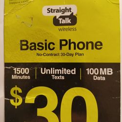 Straight Talk $30 Phone Card. Never Used. Balance Is $30 