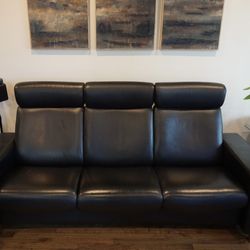 Ekornes Stressless Black Leather Sofa Reclinable