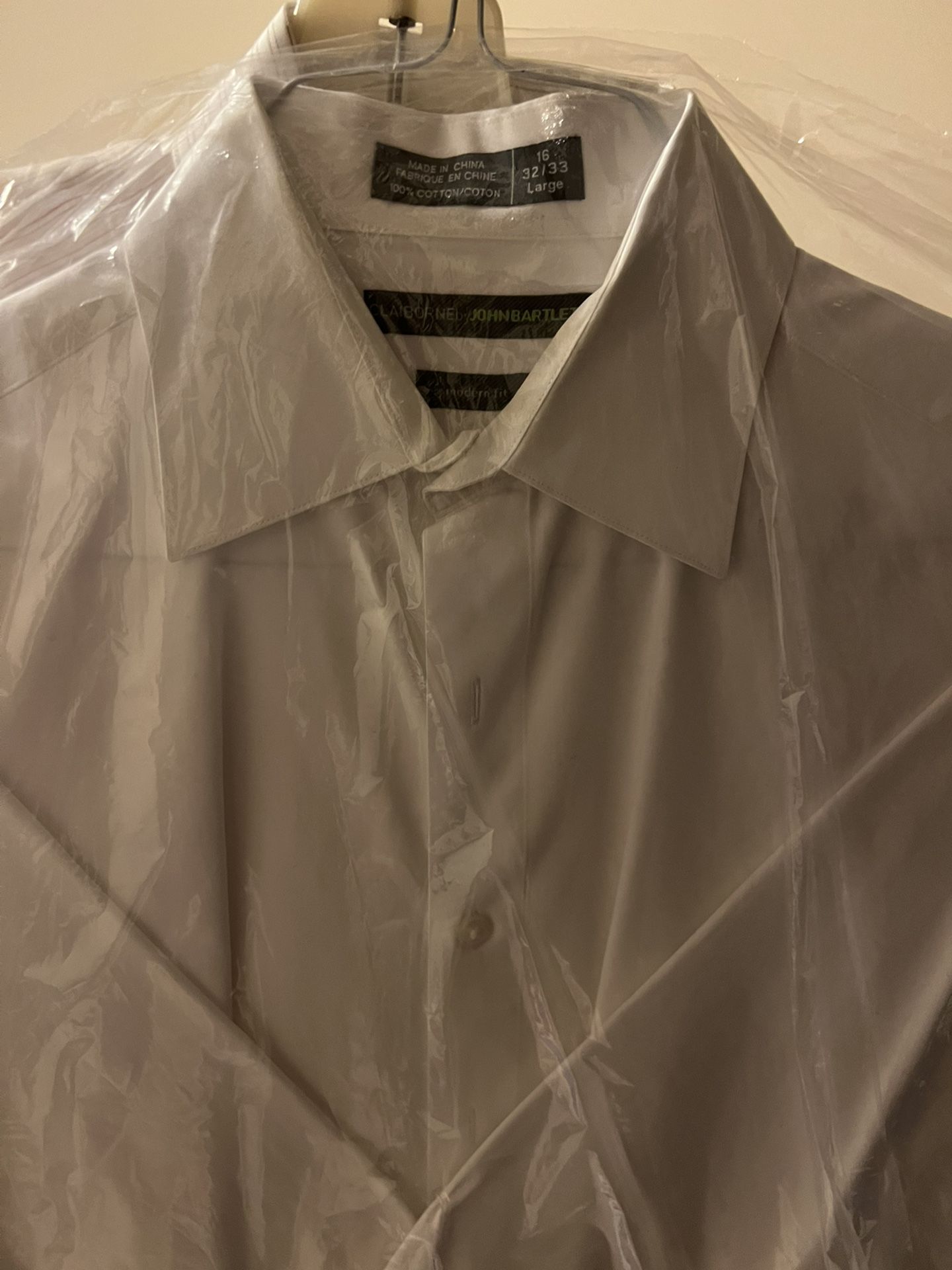 Five White Dress Shirts - DKNY, Claiborne, Bernard