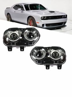 For 2015-2018 Dodge Challenger Halogen Housing Black Left+Right Side Headlights