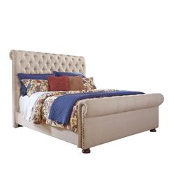 King Upholstered Sleigh Bed Frame
