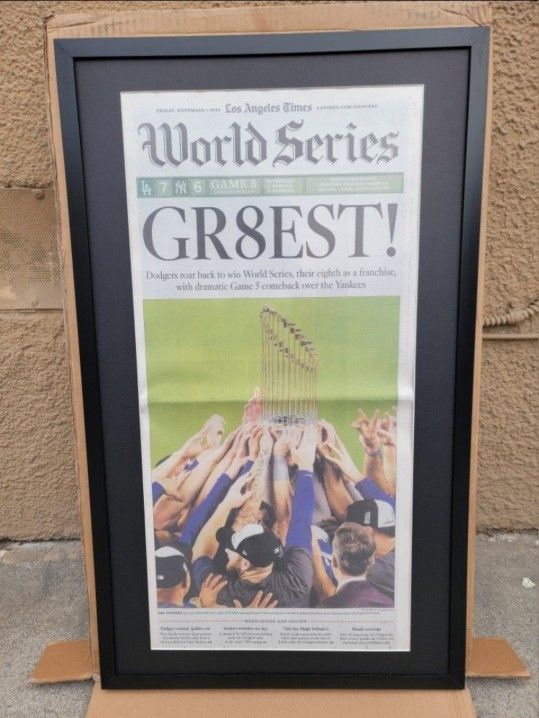 2024 Dodgers Framed Championship Newspaper Copy