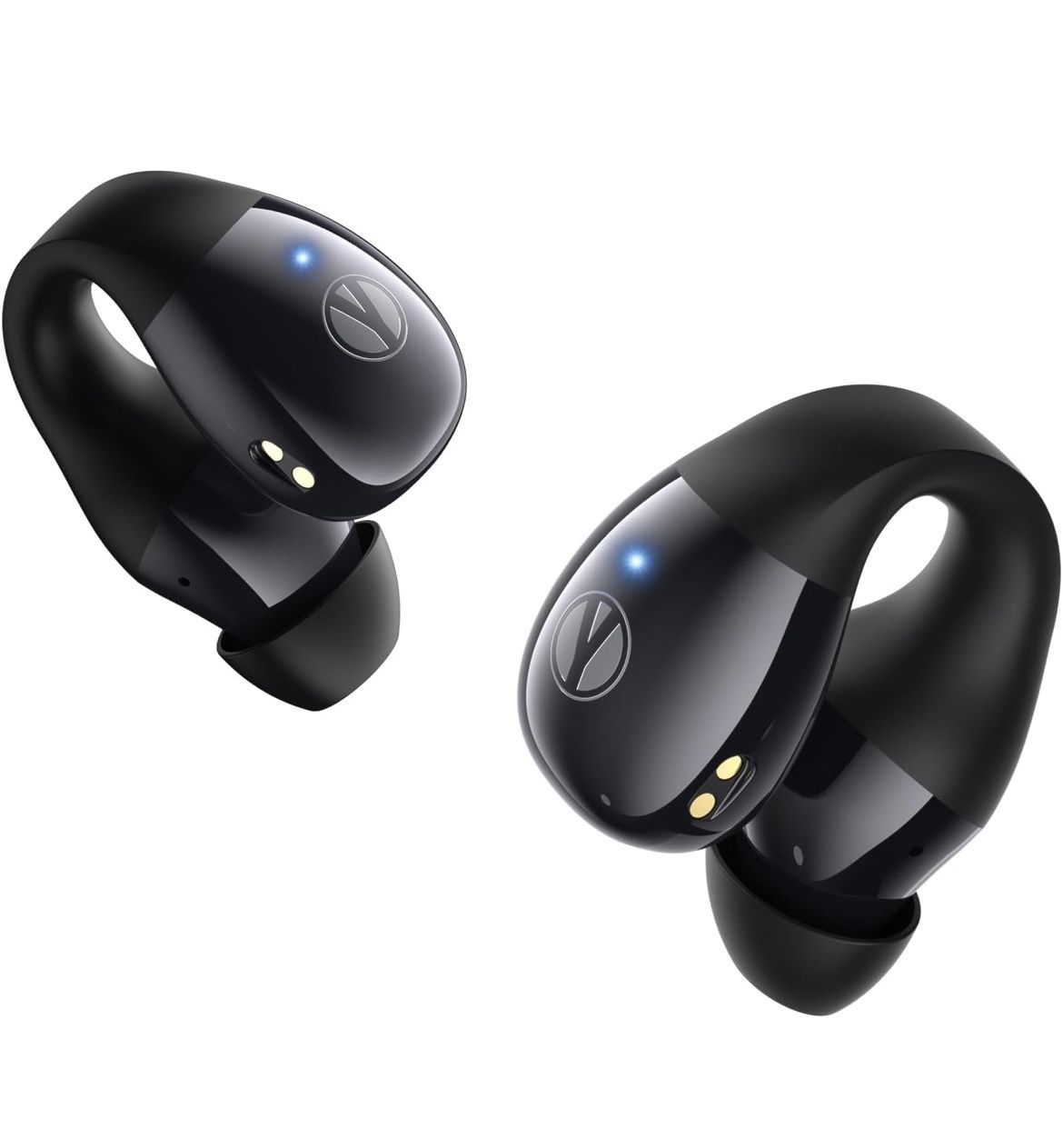 Clip on Earbuds, Open Ear Headphones Wireless Bluetooth 5.4 with Mic, Open Ear Earbud with Charging Case LED Display, 44H Play, IP54 Waterproof