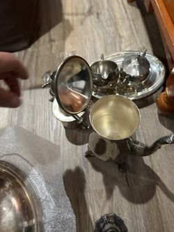 Antique Silver Tea Pot, Sugar And Creamer! 