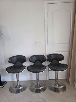 Silver barstools - Set of 3