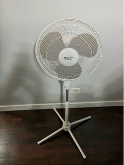 Comfort Zone Oscillating Pedestal Fan Vent Model CZT161BTE 3 Speed High Velocity New  Z16” Size 28.7”Dx28.7”Wx48”H White Adjustable High & Tilt