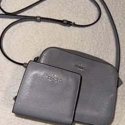 Coach Grey Camera Bag & Matching Snap wallet 