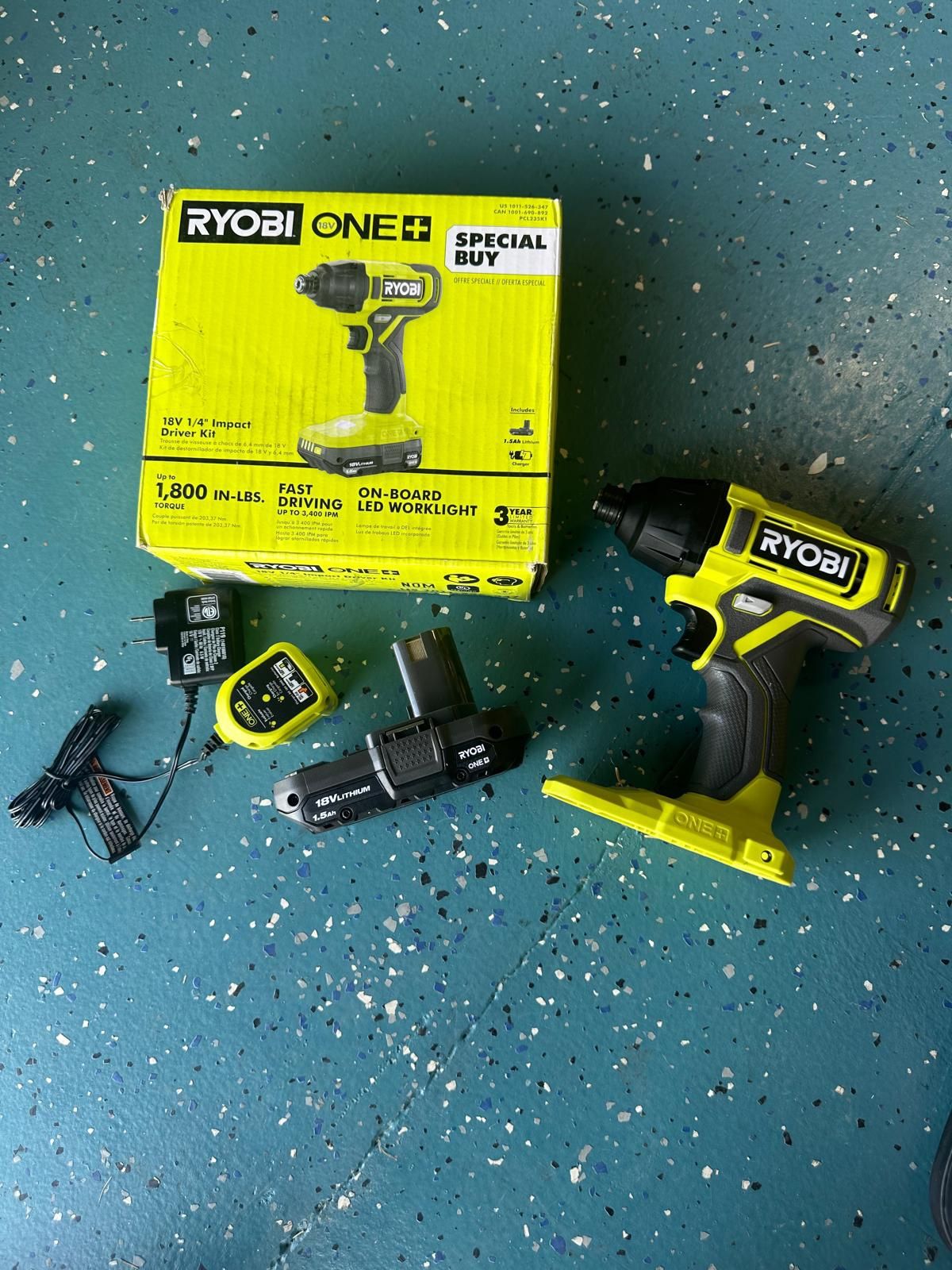 RYOBI ONE+ 18V Cordless 1/4 in. Impact Driver Kit with 1.5 Ah Battery and Charger