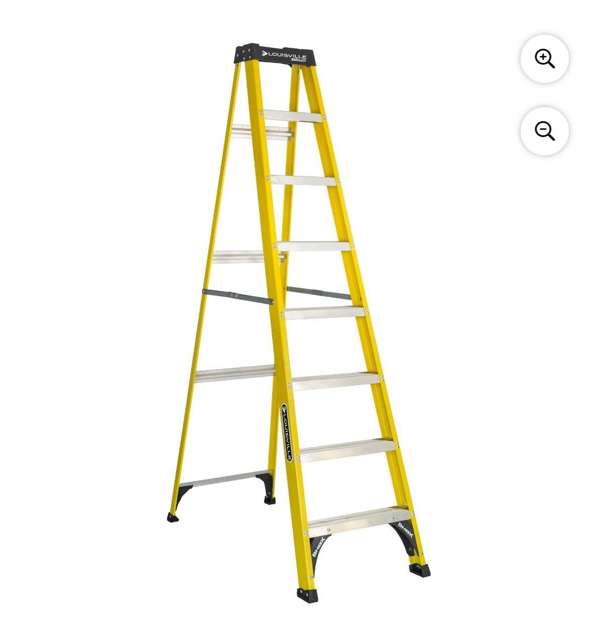 Louisville Ladder 8' Fiberglass Step Ladder, 12' Reach, 250 lbs Load Capacity, W-3118-08