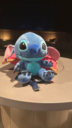 Disney Stitch Plush Small Backpack Blue Pink Embroidered Zipper Adjustable