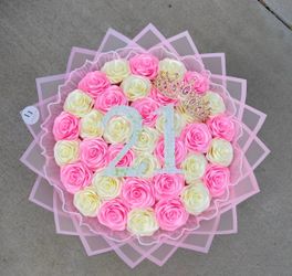 21st Birthday Flower Bouquet with Crown