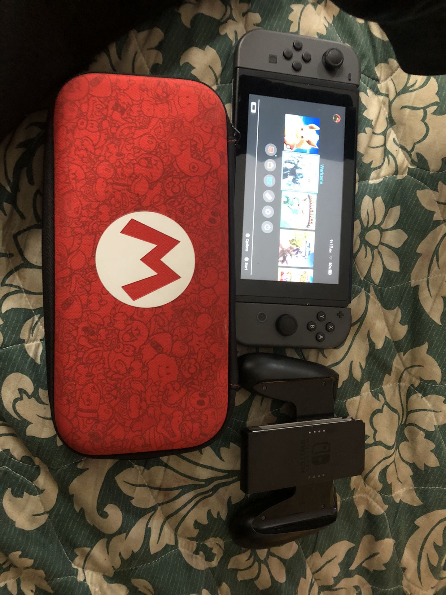 Nintendo switch with carry case and joy con grip controller