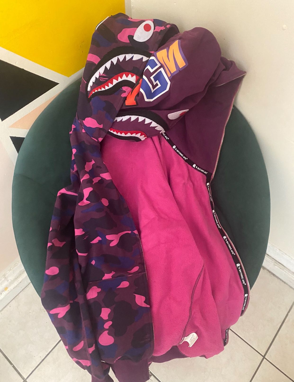 purple bape hoodie size xl fit small