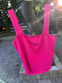 Paper Crane Bright Pink Smocked Tank Size S