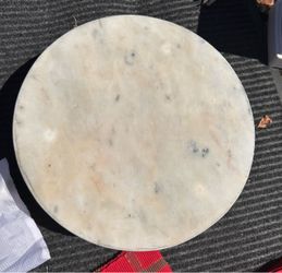 Modern Round Marble Display Riser / Plant Stand with Hairpin Legs