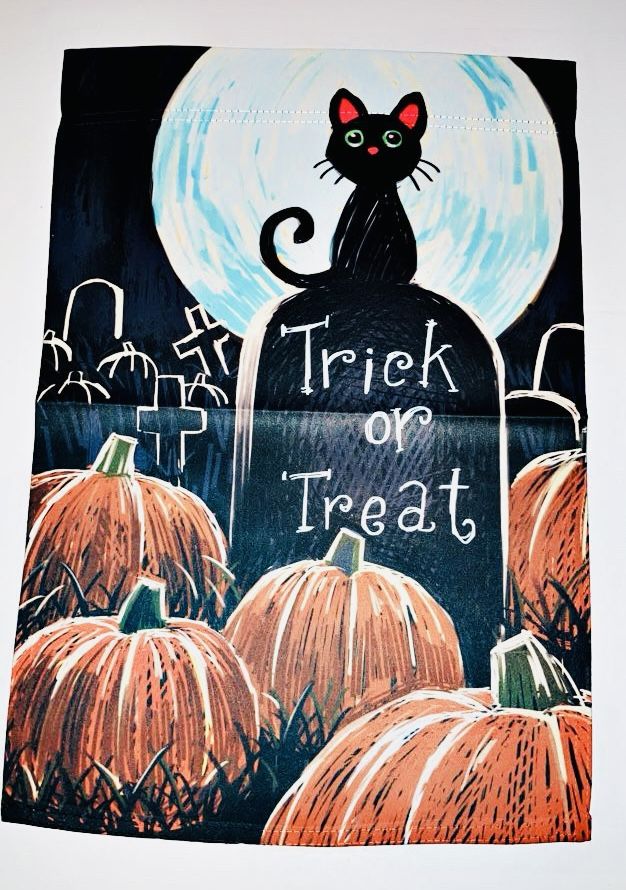 Trick Or Treat Flag Double Side Pumpkin Garden 12 x 18 inch Halloween Yard Decor