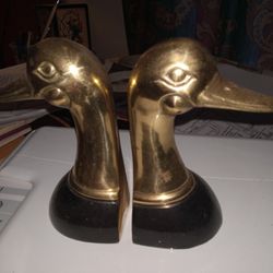 Brass And Blue Mallard  Duck Bookends