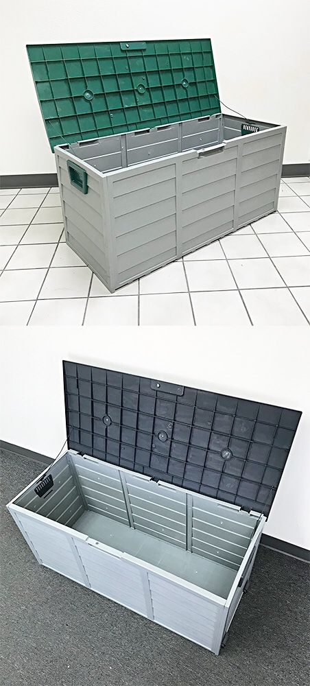 New $45 each Plastic Storage Box 70 Gallon Outdoor Durable Plastic Shed Waterproof 44”x19”x21”