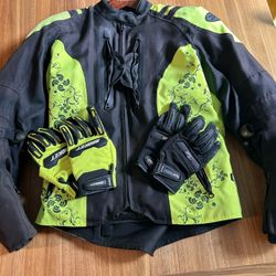Joe Rocket Women’s Motorcycle Jacket With Gloves