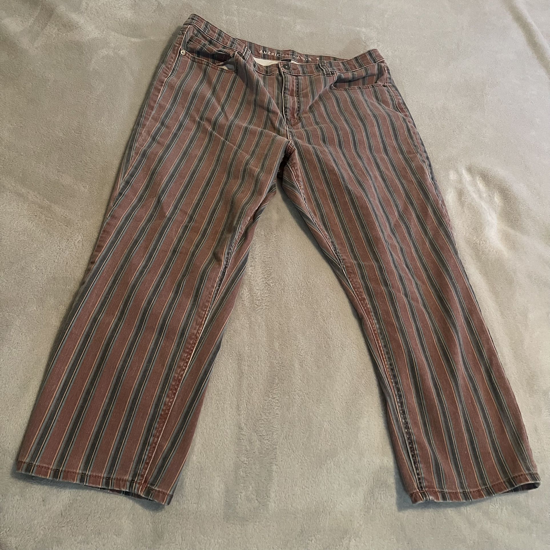 American Eagle Jeans Women 16 Short Multicolor Stretch Wide Leg Mid Rise Casual