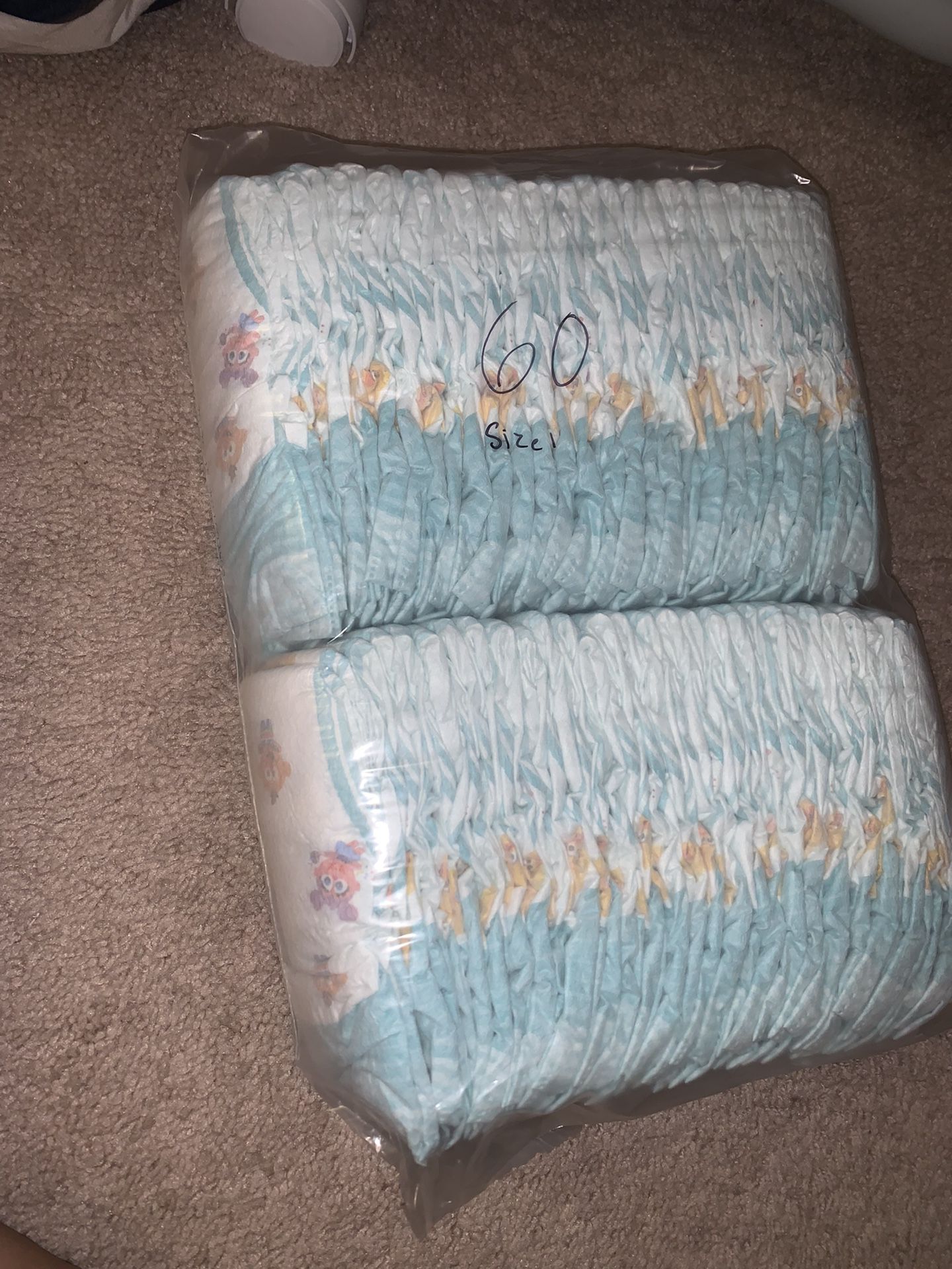 Size 1 Pampers Baby Dry 60 Total