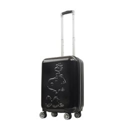 FUL Peanuts 22 Inch Carry On Rolling Luggage, Black, Snoopy and Woodstock Hardshell Suitcase with Wheels