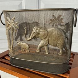 Vintage Elephant Trash Can Wired Mesh