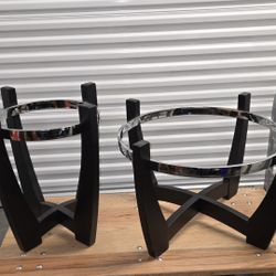 Coffee Table and 2 End Tables Contemporary Round 3-Piece Occasional Table Set Includes Bevel Glass tops  in Espresso/Black Tone wood base Going Today 