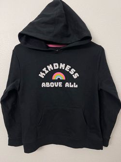 Girls Cat & Jack “Kindness Above All” Black Hoodie Size L (10/12) – Good Condition