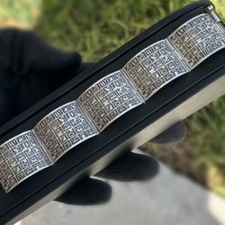 Vintage Art Deco Jewelry .925 Sterling Silver Egyptian Ancient thick cuff bracelet 6.50” 25.00mm 50.40g