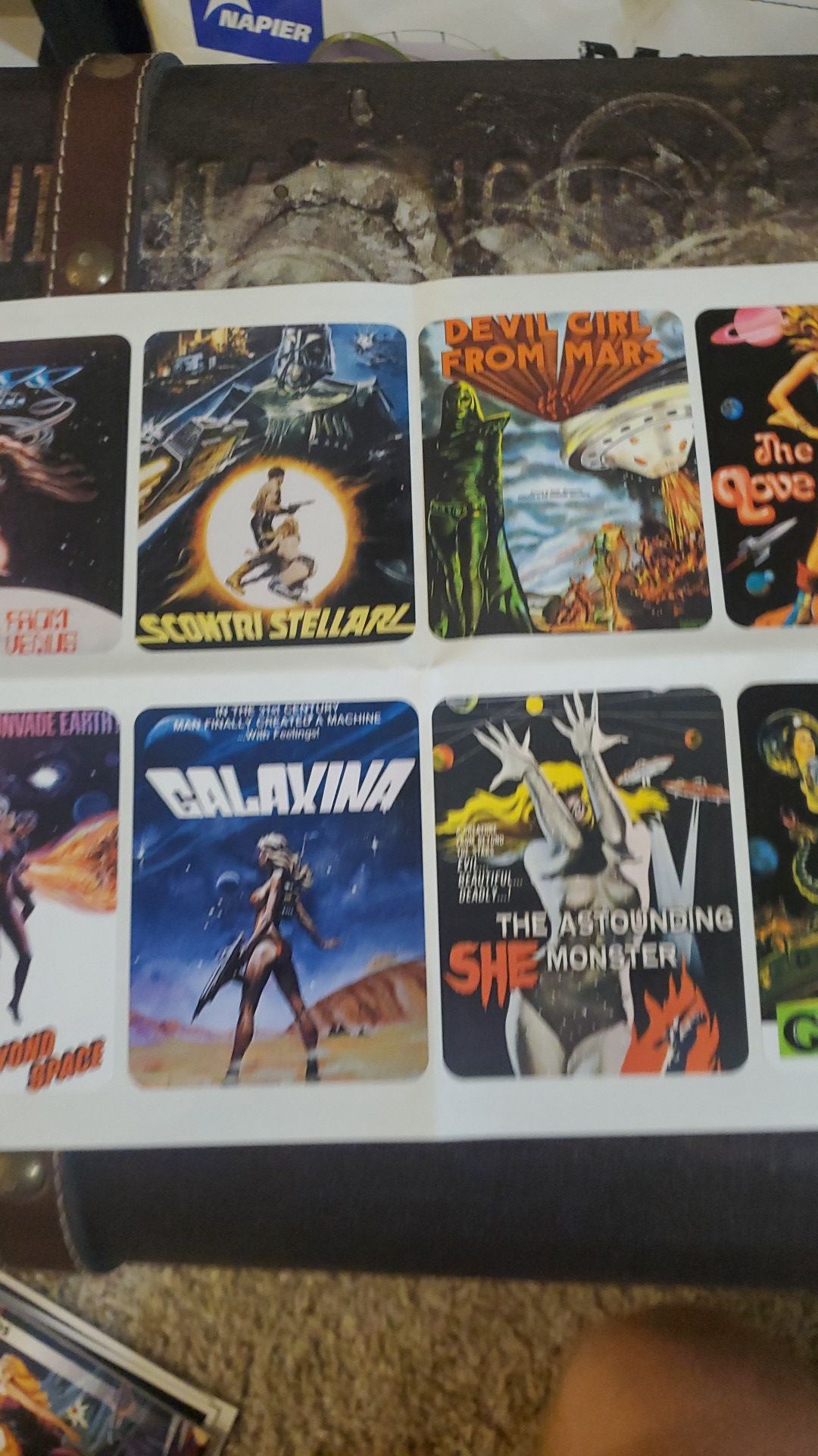 Vintage sci-fi movie stickers