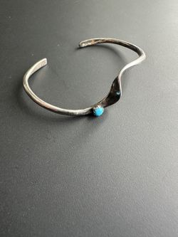 Sterling Silver wave turquoise bracelet 6.5”