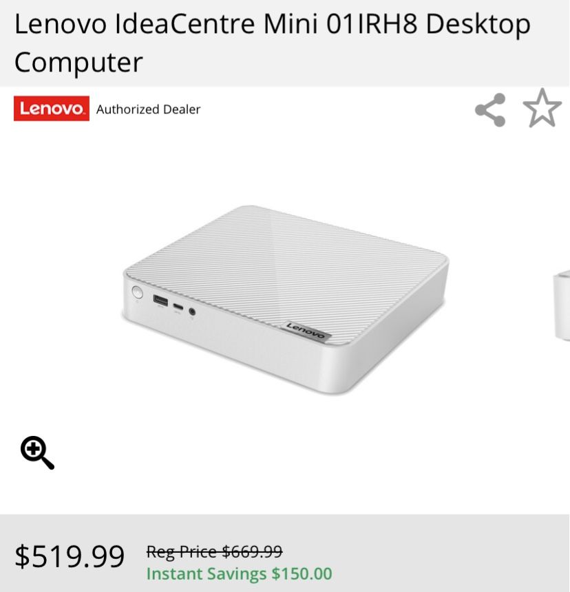 Lenovo IdeaCentre Mini 01IRH8 Desktop Computer