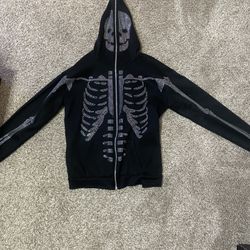 skeleton rhinestone zipup