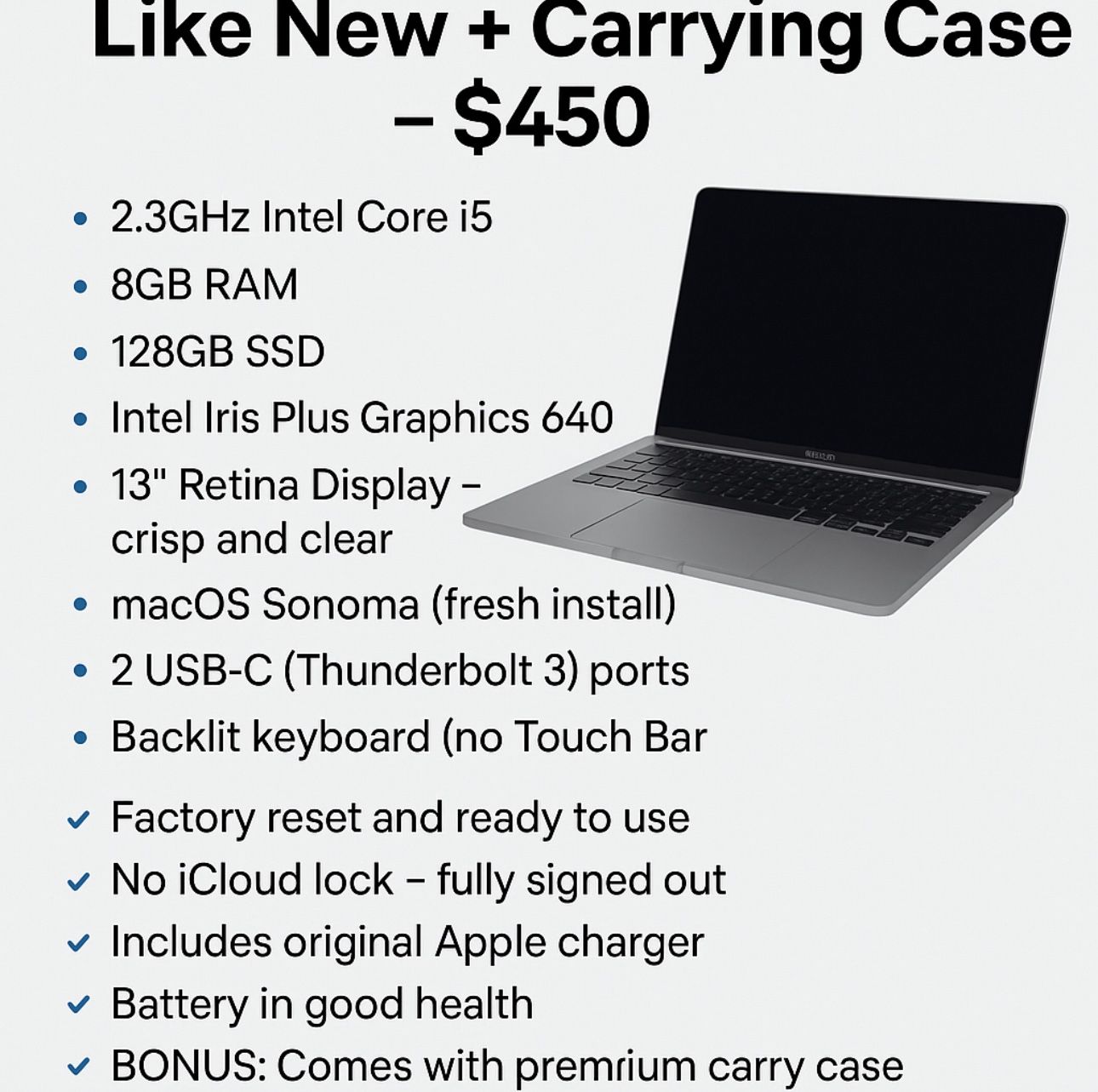 MacBook Pro 13β β Like New + Carrying Case β