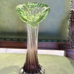 Beautiful Vintage Art Nouveau Green and Brown Vase