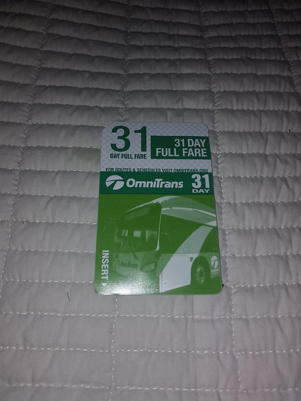 31 day bus pass never used