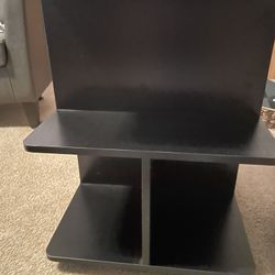 Mission Style Desk( dark-walnut) & Black End Or Night Stand  Book Case 
