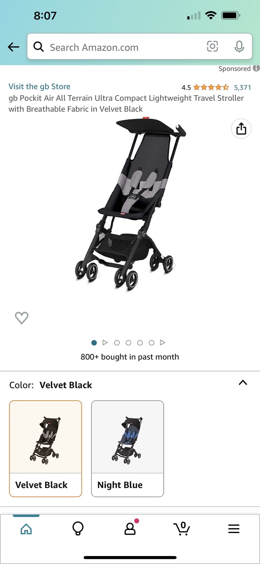 gb Pockit Air All Terrain Ultra Compact Lightweight Travel Stroller with  Breathable Fabric in Velvet Black